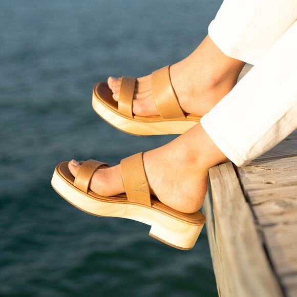 Nisolo Ellie all day clog sandals almond tan leather sz 8.5 $170 SH410 - Picture 1 of 10